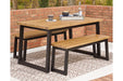 Town Wood Brown/Black Outdoor Dining Table Set (Set of 3) - P220-115 - Gate Furniture