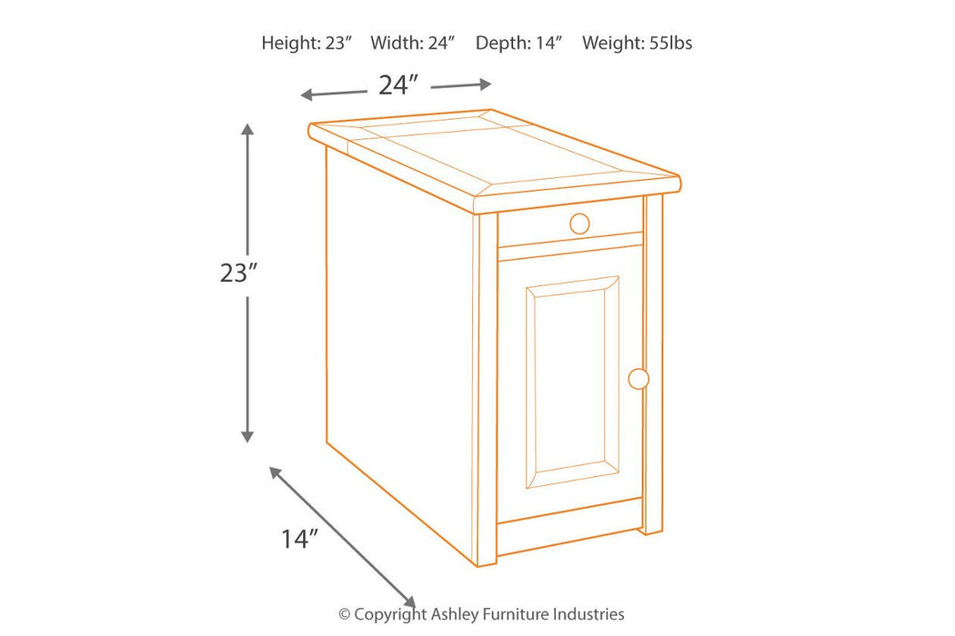 Tyler Creek Grayish Brown/Black Chairside End Table with USB Ports & Outlets - T736-7 - Gate Furniture