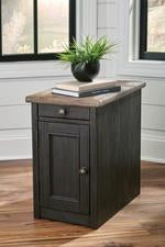 Tyler Creek Grayish Brown/Black Chairside End Table with USB Ports & Outlets - T736-7 - Gate Furniture