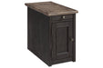 Tyler Creek Grayish Brown/Black Chairside End Table with USB Ports & Outlets - T736-7 - Gate Furniture