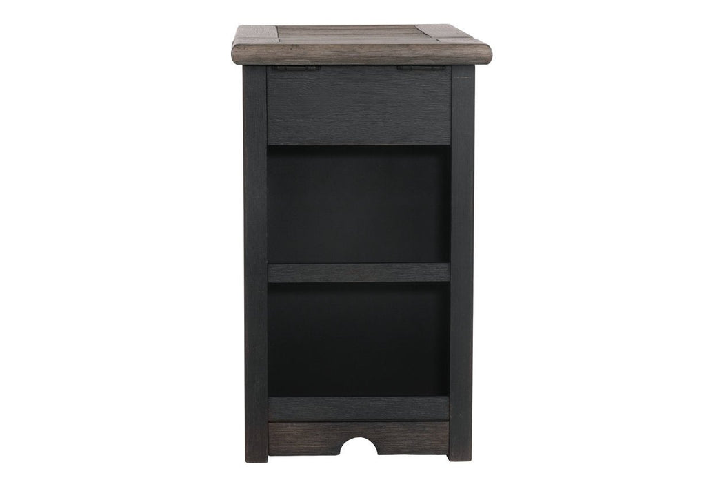 Tyler Creek Grayish Brown/Black Chairside End Table with USB Ports & Outlets - T736-7 - Gate Furniture