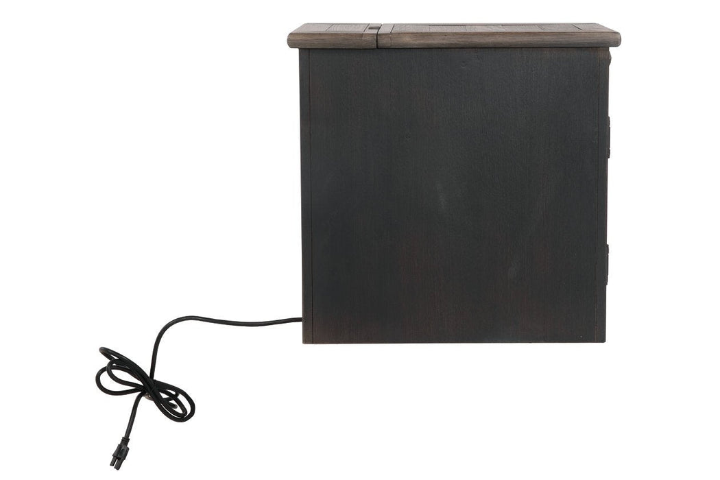 Tyler Creek Grayish Brown/Black Chairside End Table with USB Ports & Outlets - T736-7 - Gate Furniture