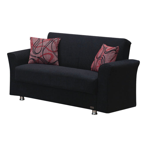 Utah 61 in. Convertible Sleeper Loveseat in Black with Storage - LS-UTAH - In Stock Furniture