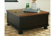 Valebeck Black/Brown Coffee Table with Lift Top - T468-00 - Gate Furniture