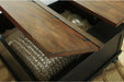 Valebeck Black/Brown Coffee Table with Lift Top - T468-00 - Gate Furniture