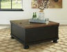 Valebeck Black/Brown Coffee Table with Lift Top - T468-00 - Gate Furniture