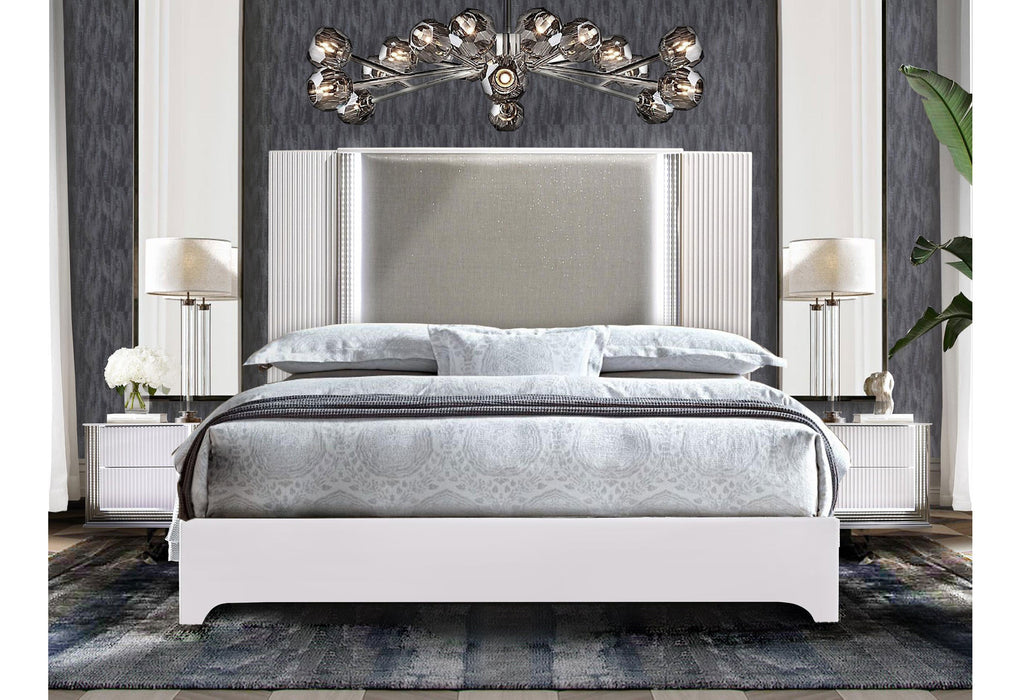 Aspen White Queen Bed Group With Vanity Set With Led - ASPEN-WH-QBG W/VANITY SET - Gate Furniture