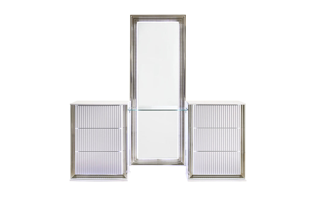 Aspen White Queen Bed Group With Vanity Set With Led - ASPEN-WH-QBG W/VANITY SET - Gate Furniture