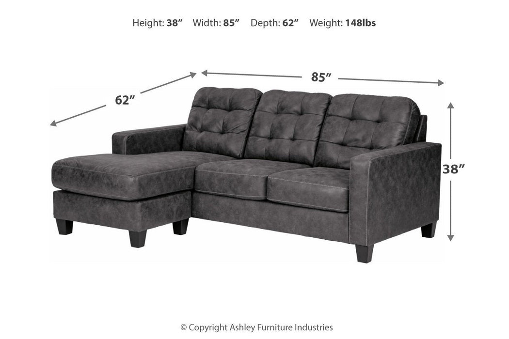 Venaldi Gunmetal Sofa Chaise - 9150118 - Gate Furniture