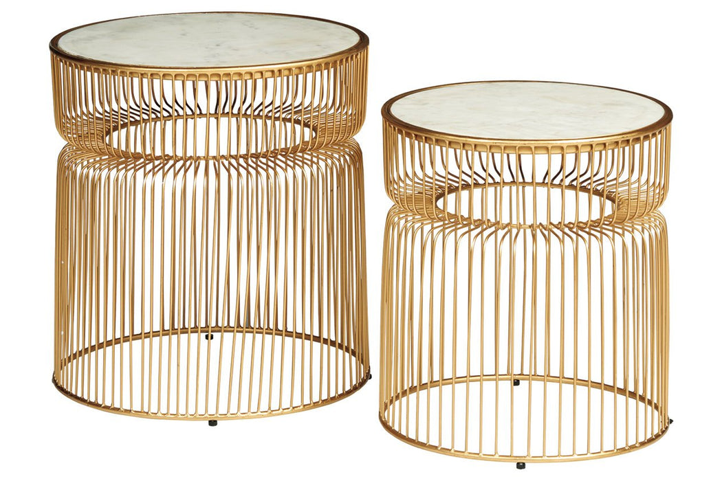 Vernway White/Gold Finish Accent Table (Set of 2) - A4000250 - Gate Furniture