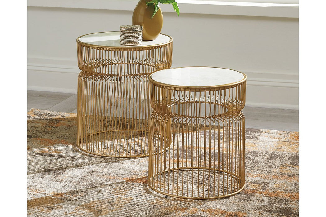 Vernway White/Gold Finish Accent Table (Set of 2) - A4000250 - Gate Furniture