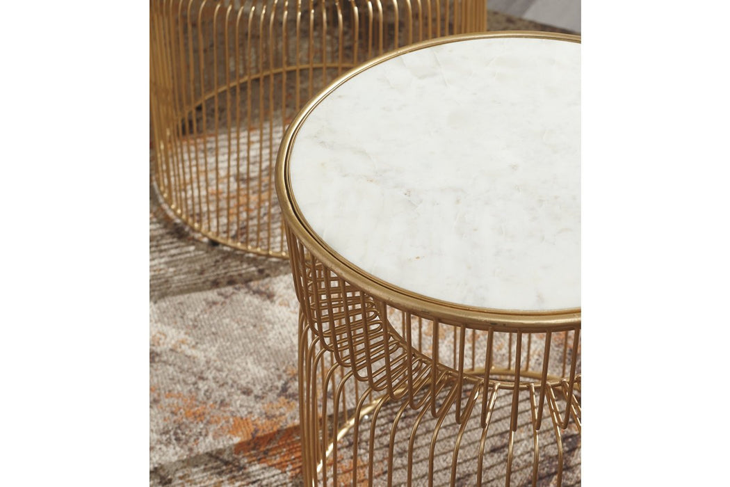 Vernway White/Gold Finish Accent Table (Set of 2) - A4000250 - Gate Furniture