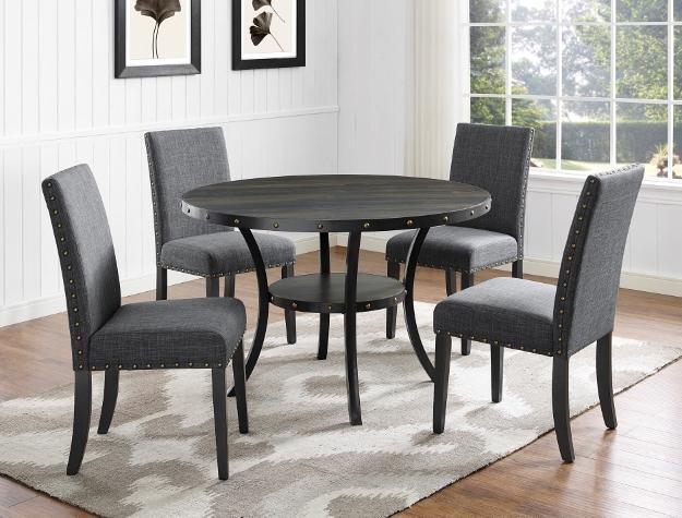 Wallace Gray/Black Round Dining Set - Gate Furniture