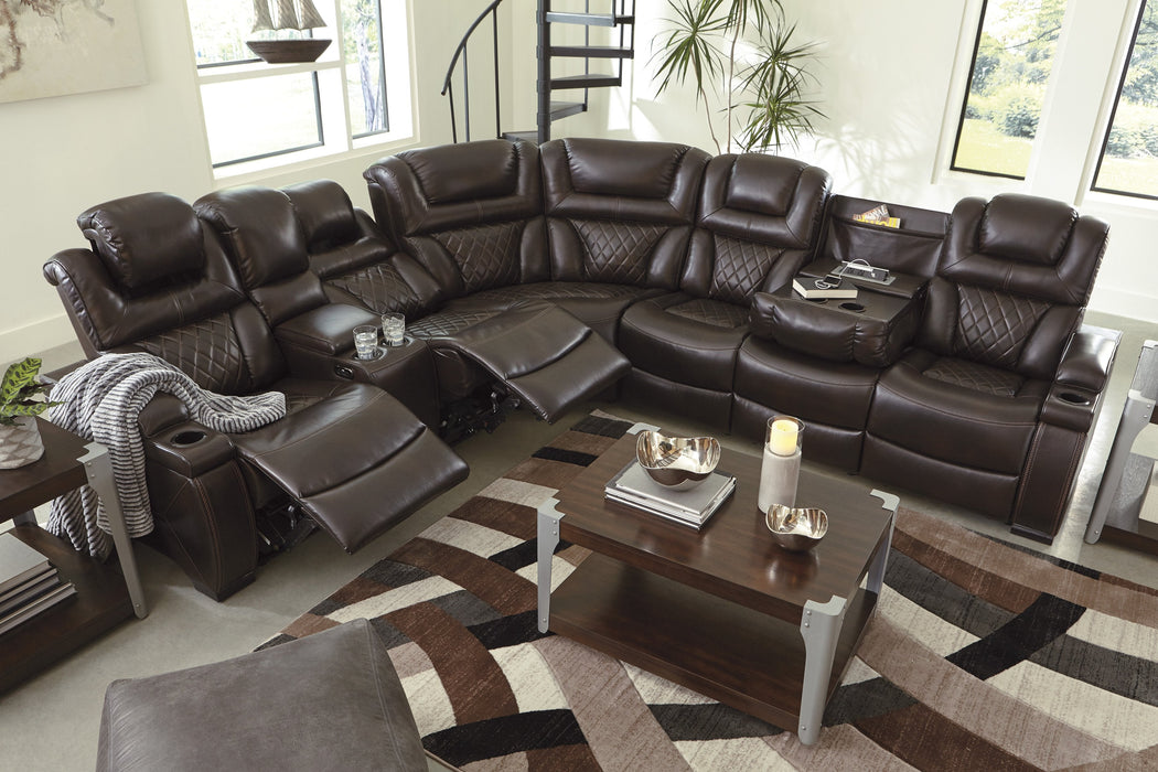 Warnerton Chocolate Power Reclining Sectional - Gate Furniture