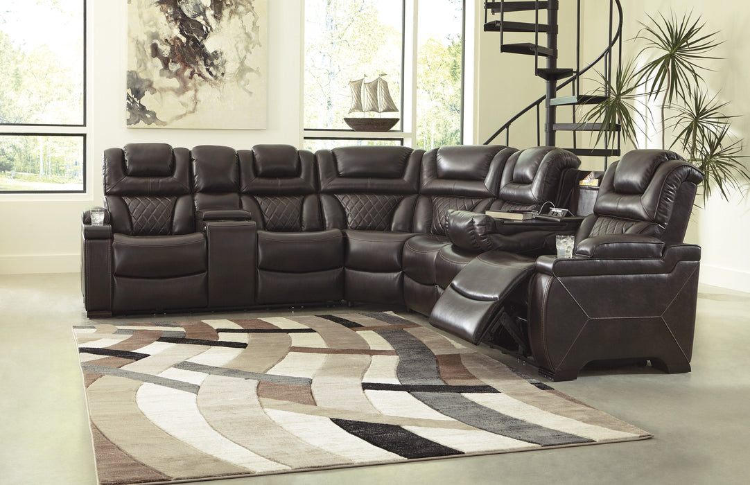 Warnerton Chocolate Power Reclining Sectional - Gate Furniture