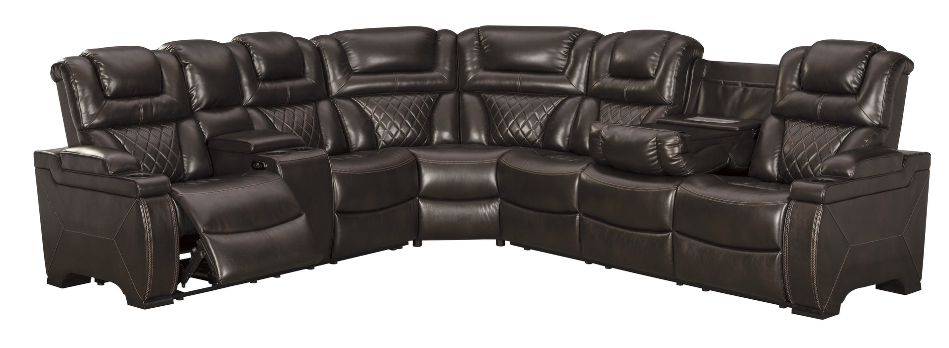 Warnerton Chocolate Power Reclining Sectional - Gate Furniture