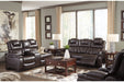Warnerton Chocolate Power Reclining Sofa - 7540715 - Gate Furniture