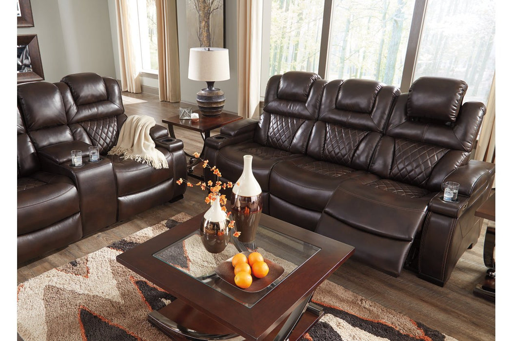 Warnerton Chocolate Power Reclining Sofa - 7540715 - Gate Furniture