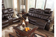 Warnerton Chocolate Power Reclining Sofa - 7540715 - Gate Furniture