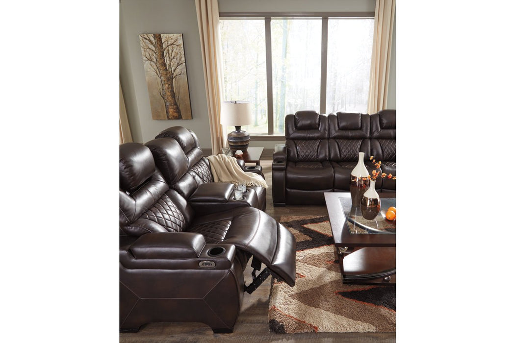 Warnerton Chocolate Power Reclining Sofa - 7540715 - Gate Furniture