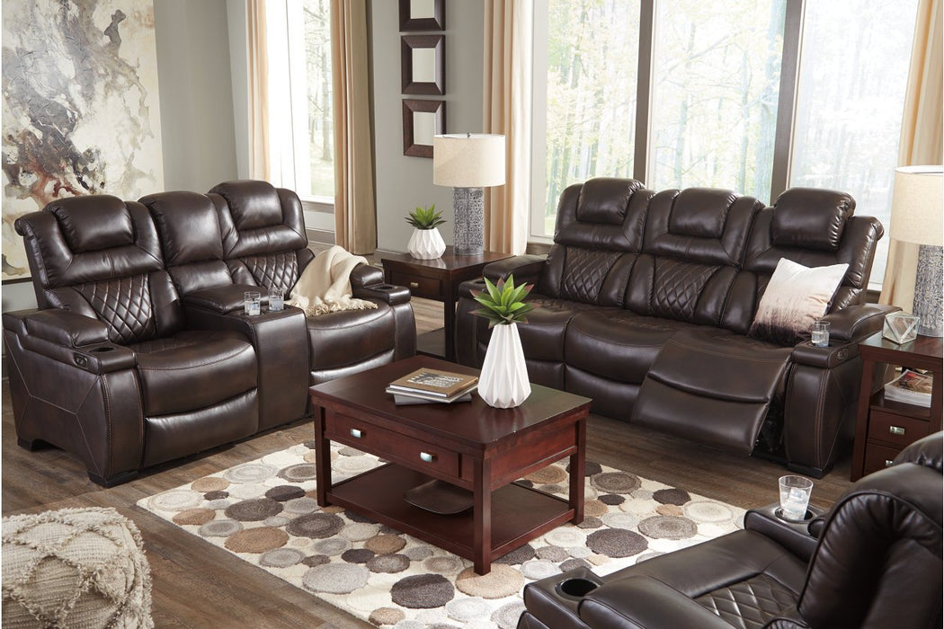 Warnerton Chocolate Power Reclining Sofa - 7540715 - Gate Furniture