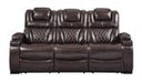 Warnerton Chocolate Power Reclining Sofa - 7540715 - Gate Furniture