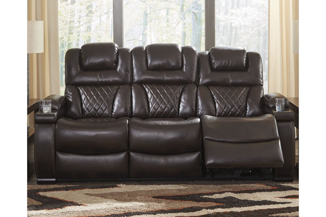 Warnerton Chocolate Power Reclining Sofa - 7540715 - Gate Furniture