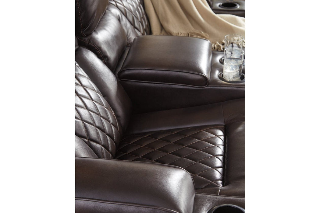 Warnerton Chocolate Power Reclining Sofa - 7540715 - Gate Furniture