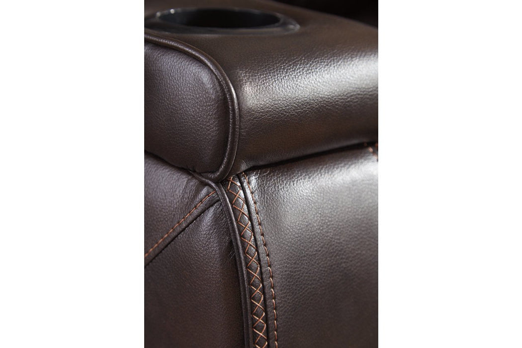 Warnerton Chocolate Power Reclining Sofa - 7540715 - Gate Furniture