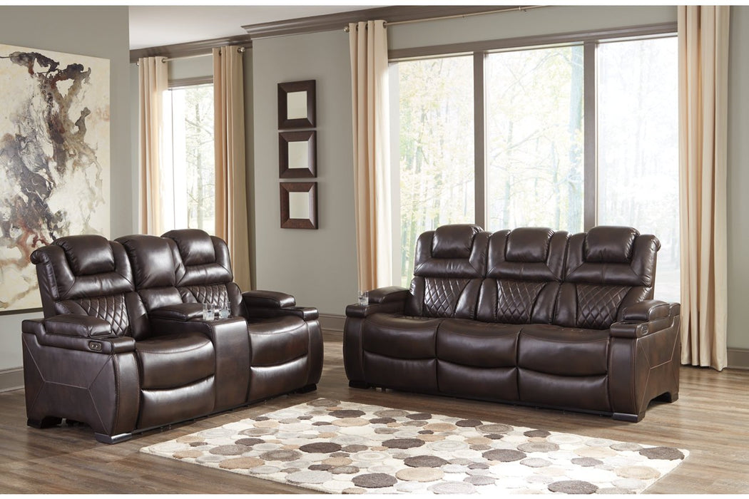 Warnerton Chocolate Power Reclining Sofa - 7540715 - Gate Furniture