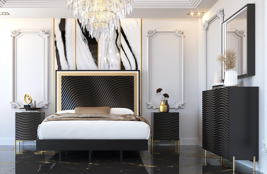 Wave Bedroom Dark Grey Set - Gate Furniture
