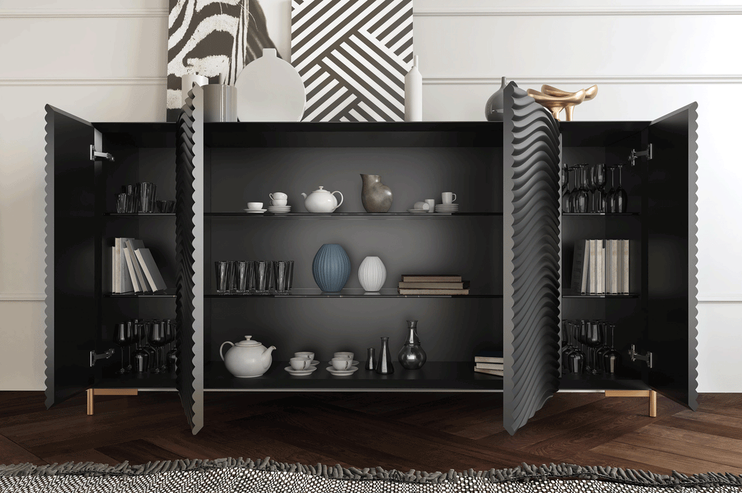 Wave Dining Dark Grey Set - Gate Furniture