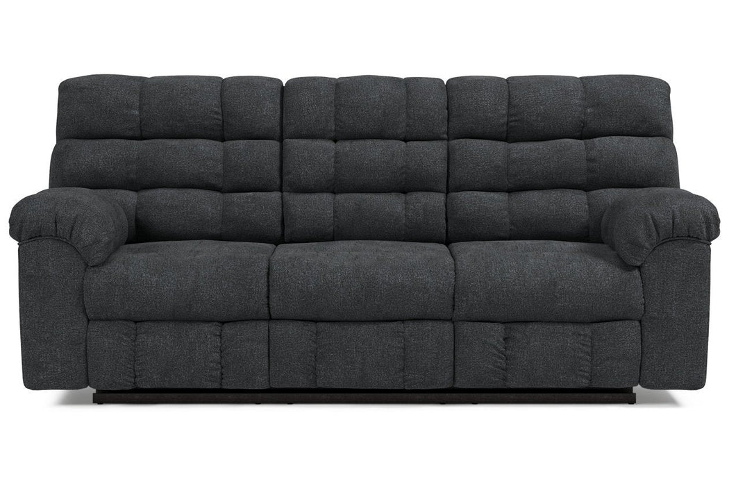 Wilhurst Marine Reclining Sofa with Drop Down Table - 5540389 - Gate Furniture