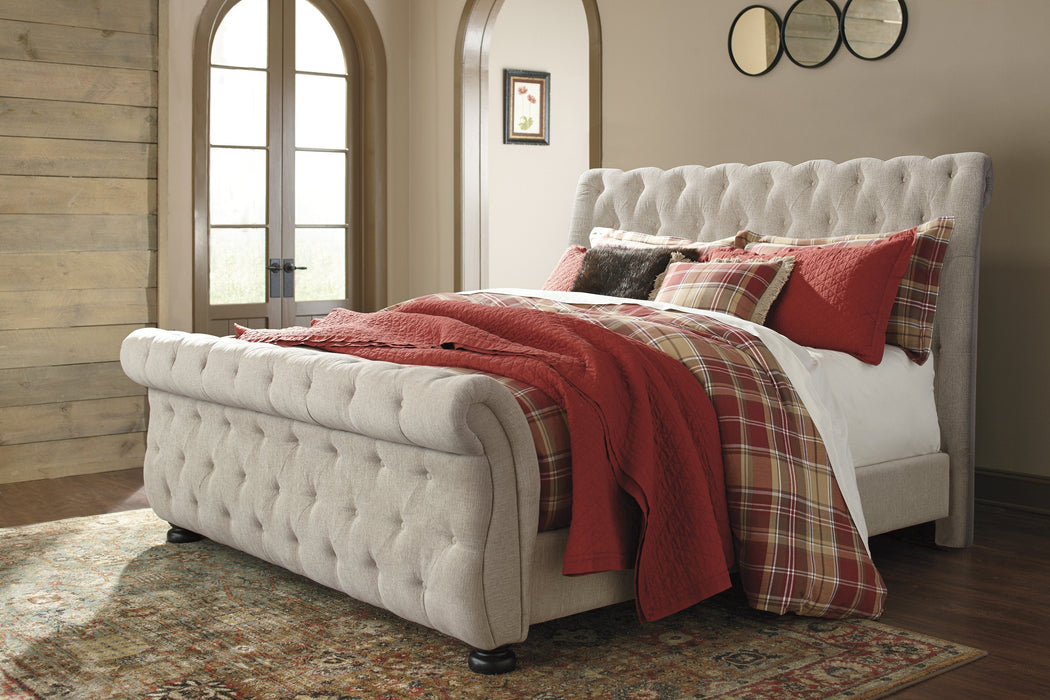 Willenburg Linen Upholstered Queen Sleigh Bed - Gate Furniture