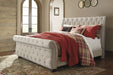 Willenburg Linen Upholstered Queen Sleigh Bed - Gate Furniture