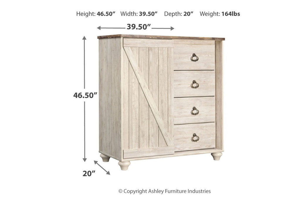 Willowton Whitewash Dressing Chest - B267-48 - Gate Furniture