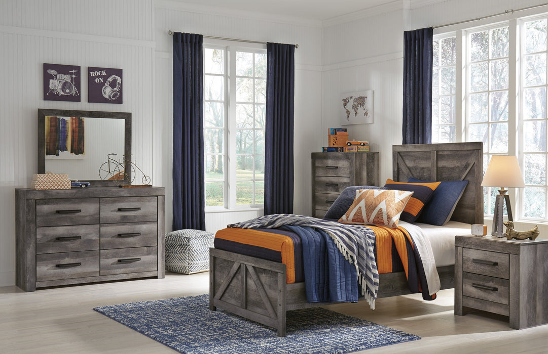 Wynnlow Gray Twin Crossbuck Panel Bed - Gate Furniture