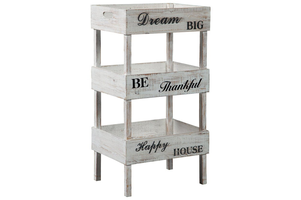 Yulton Antique White Storage Shelf - A4000091 - Gate Furniture