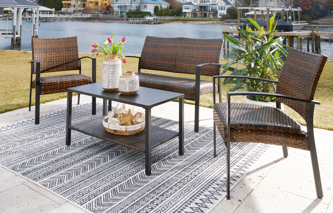 Zariyah Outdoor Love/Chairs/Table Set (Set of 4) - P330-080 - In Stock Furniture