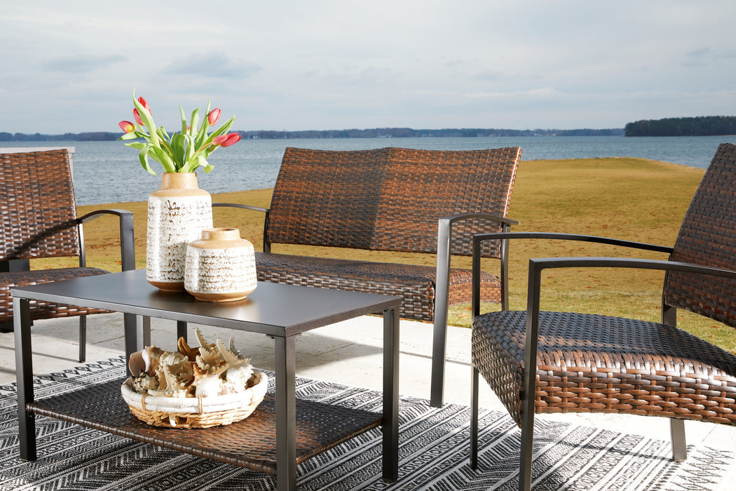 Zariyah Outdoor Love/Chairs/Table Set (Set of 4) - P330-080 - In Stock Furniture