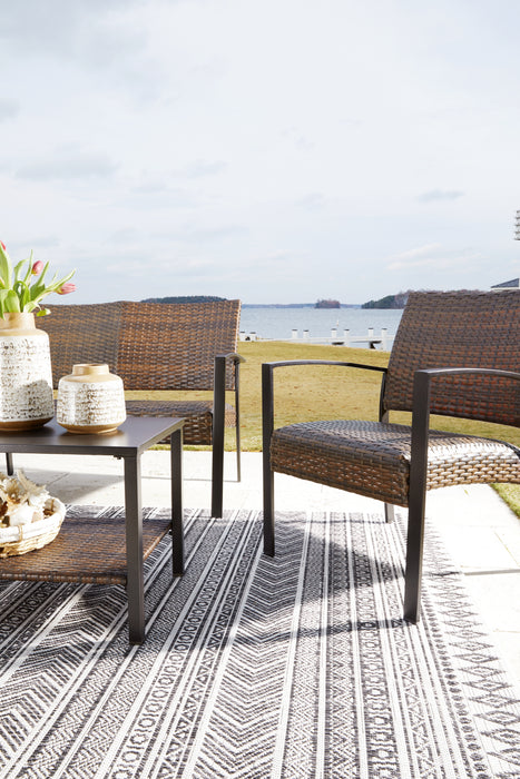 Zariyah Outdoor Love/Chairs/Table Set (Set of 4) - P330-080 - In Stock Furniture