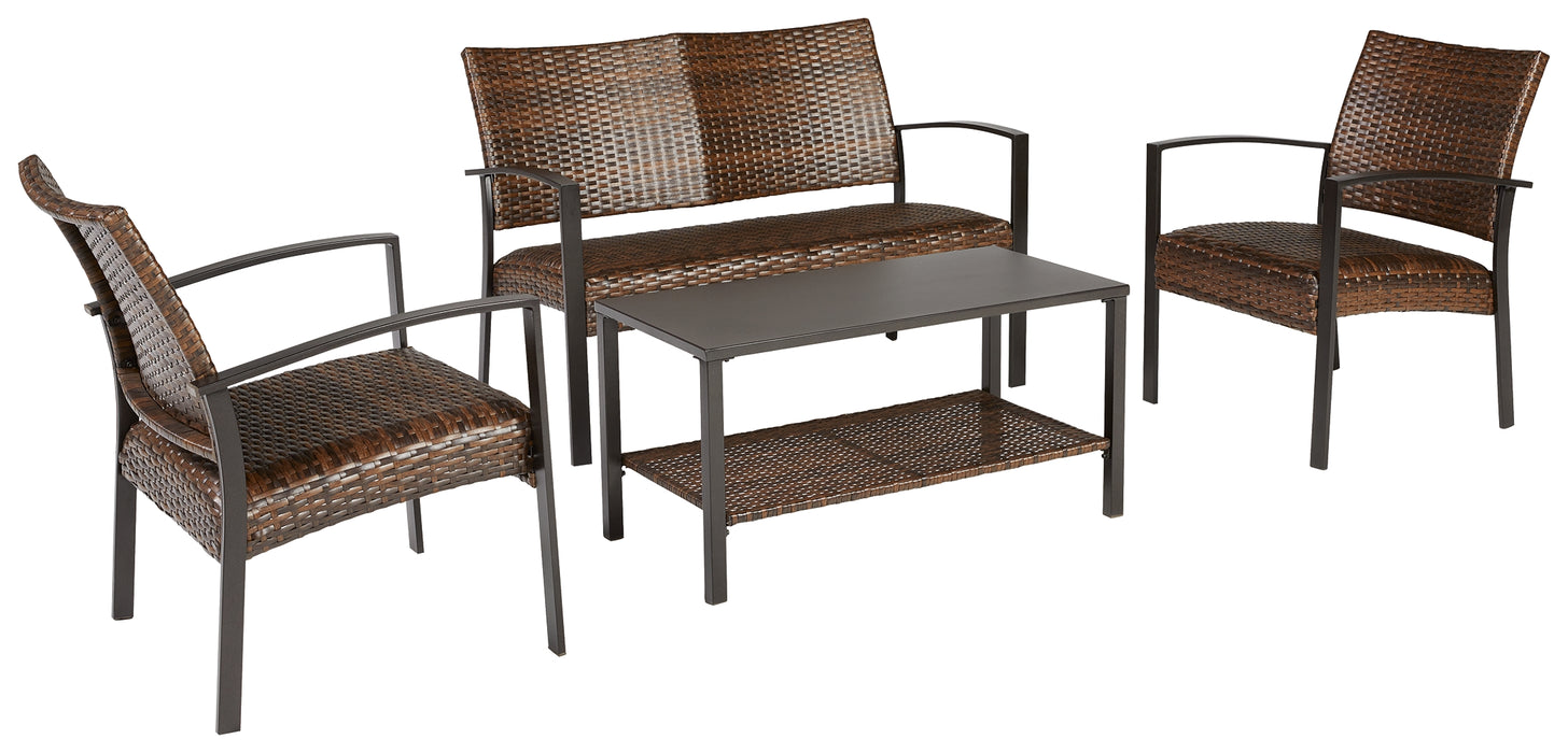 Zariyah Outdoor Love/Chairs/Table Set (Set of 4) - P330-080 - In Stock Furniture
