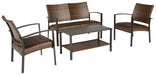Zariyah Outdoor Love/Chairs/Table Set (Set of 4) - P330-080 - In Stock Furniture