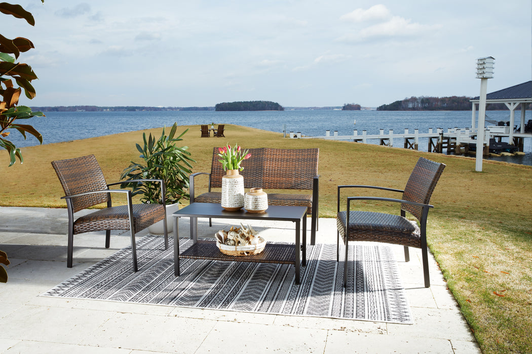 Zariyah Outdoor Love/Chairs/Table Set (Set of 4) - P330-080 - In Stock Furniture